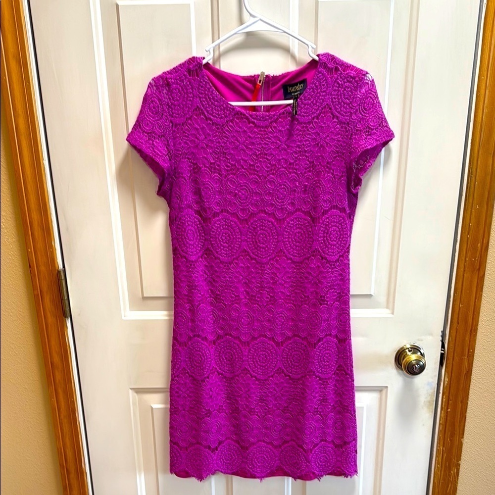 Laundry by Shelli Segal Elegant Purple  Pink Lace Midi Dress size 2